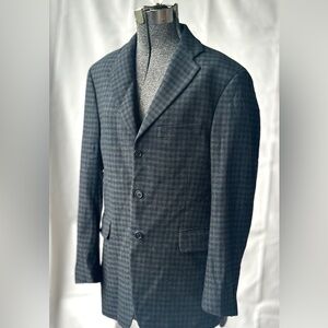 Arnold Brant 100% cashmere Charcoal Glen Plaid Three-Button Blazer